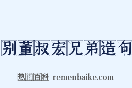 别董叔宏兄弟造句是什么意思的图片